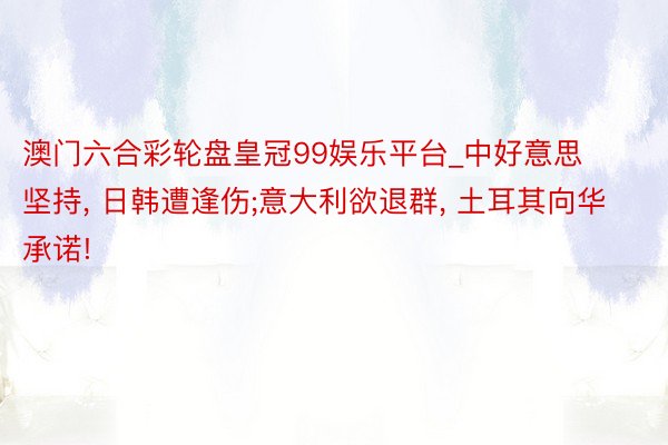 澳门六合彩轮盘皇冠99娱乐平台_中好意思坚持, 日韩遭逢伤;意大利欲退群, 土耳其向华承诺!