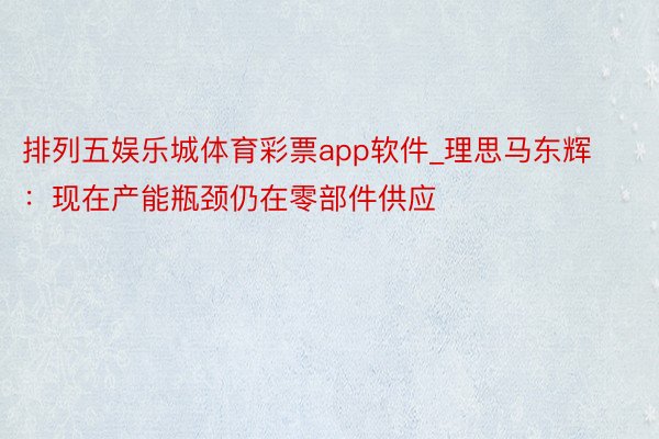 排列五娱乐城体育彩票app软件_理思马东辉：现在产能瓶颈仍在零部件供应