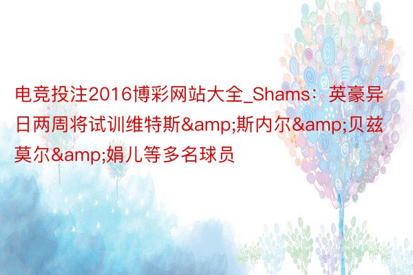 电竞投注2016博彩网站大全_Shams：英豪异日两周将试训维特斯&斯内尔&贝兹莫尔&娟儿等多名球员