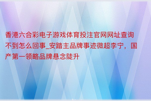 香港六合彩电子游戏体育投注官网网址查询不到怎么回事_安踏主品牌事迹微超李宁，国产第一领略品牌悬念陡升