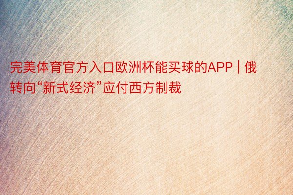 完美体育官方入口欧洲杯能买球的APP | 俄转向“新式经济”应付西方制裁