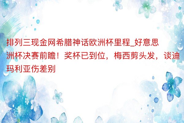 排列三现金网希腊神话欧洲杯里程_好意思洲杯决赛前瞻！奖杯已到位，梅西剪头发，谈迪玛利亚伤差别